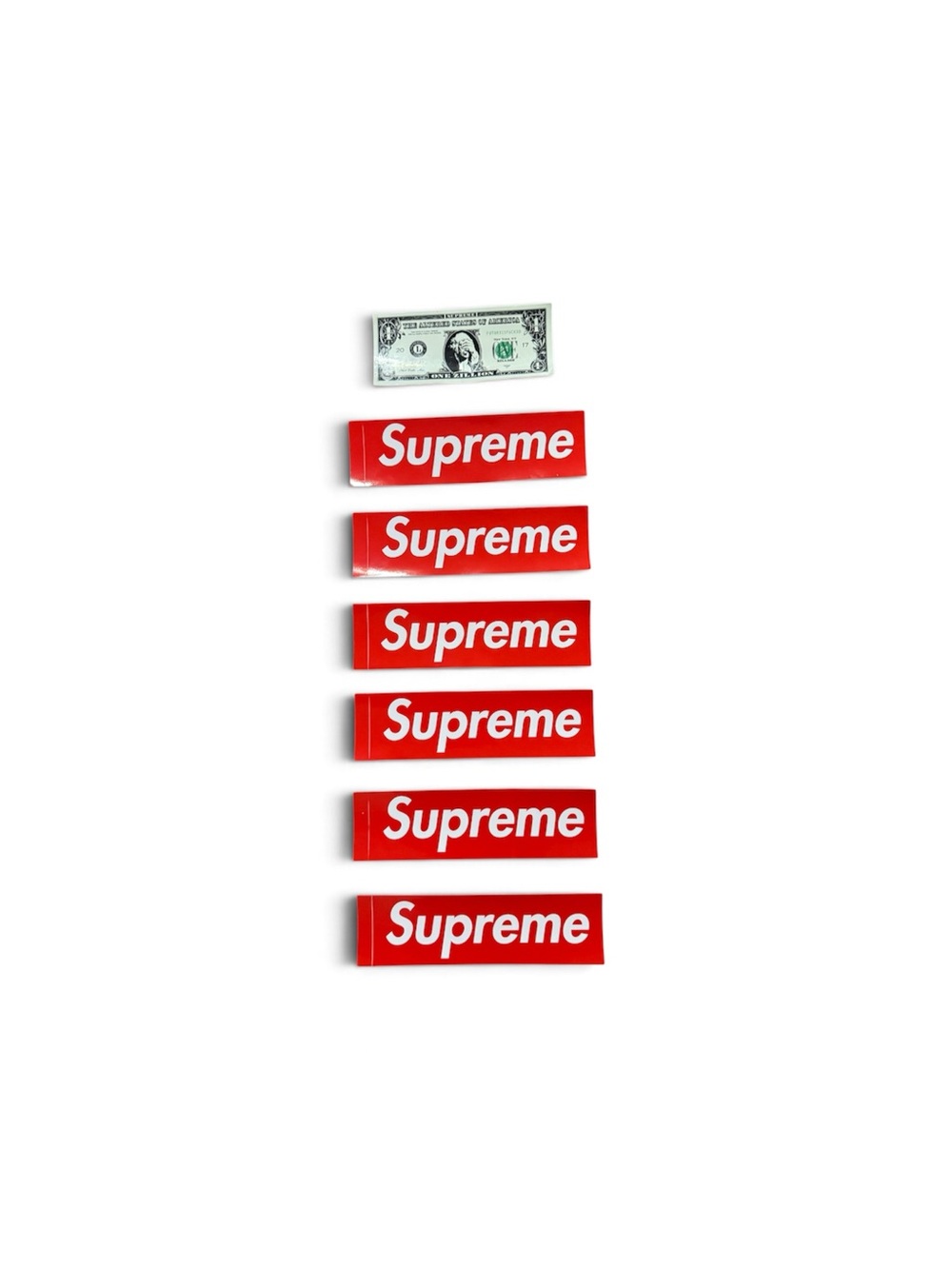 Supreme Red box Logo Rectangular Wall stickers  x 6 dollar bill supreme sticker